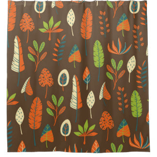 Cortina Para Box Doodle Hand Drawn Tropical Pattern with Leaves on 