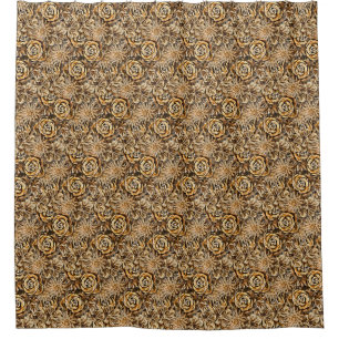 Cortina Para Box Dourada Flor, Impressão clássico, clássico, luxo a