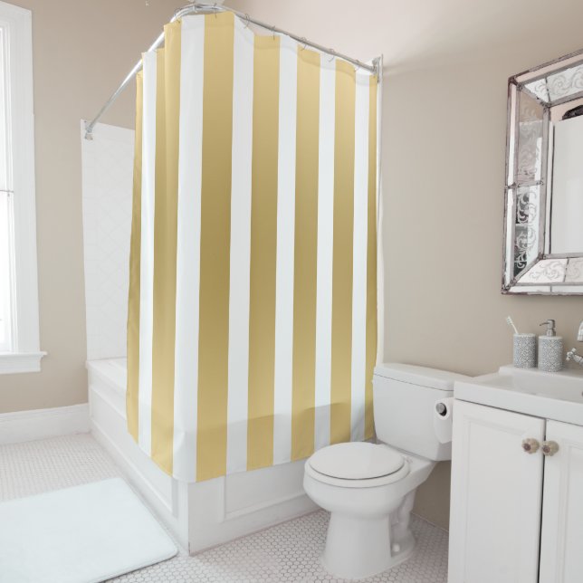 Cortina Para Box Douradas Verticais Em Fundo Branco (In Situ)