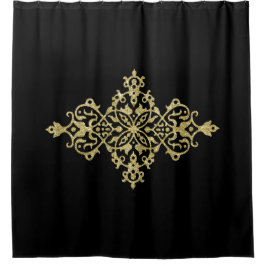 Cortina Para Box Dourado brilho e preto