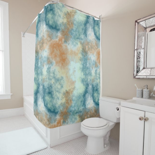 Cortina Para Box Dourado e Teal Bath (In Situ)