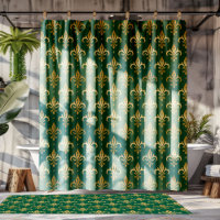 Dourado padrão uniforme de pulgas-de-lis em verde