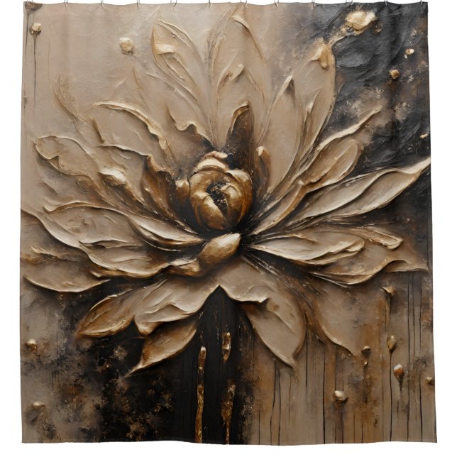 Cortina Para Box Dourado Preto Bege Marrom Abstrato  (Frente)