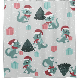 Cortina Para Box dragão de natal papai noel inverno neve fofo xmas