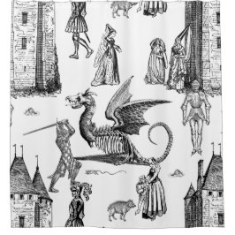 Cortina Para Box dragão gótico medieval cavaleiro esqueleto toile