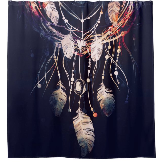 Cortina Para Box Dreamcatcher, galhos, estilo boho, arte digital. (Frente)