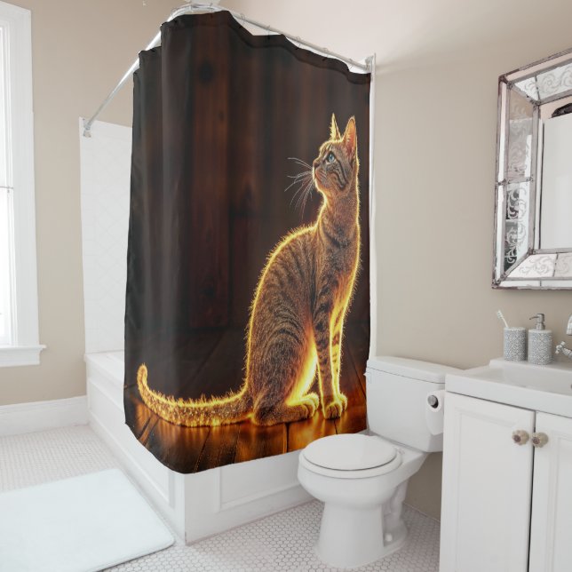 Cortina Para Box Dreamine feline gold cat retrata lindos animais de (In Situ)