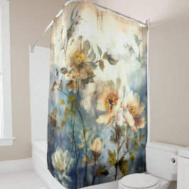 Cortina Para Box Dreamy Indigo Wind-Swept Floral Art