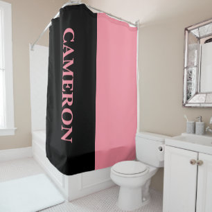 Cortina Para Box Duas Cores da Moda   Nome   Preto e Rosa Salmão