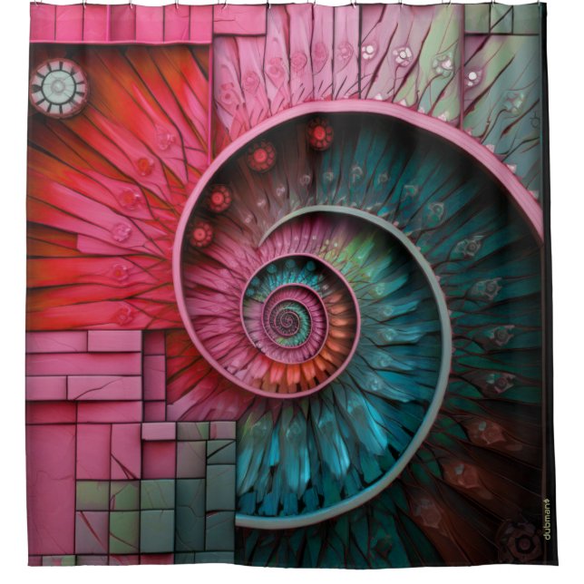 Cortina Para Box Dubman Designs: Mosaico Espiral de Fibonacci (Frente)