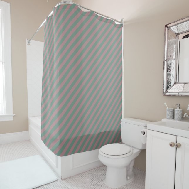 Cortina Para Box Dusty Rosa B48E92/Clover Verde 769789 Stripes (In Situ)