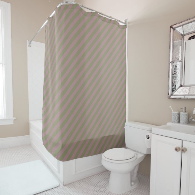 Cortina Para Box Dusty Rosa B48E92/Sage Green 91946E Stripes (In Situ)