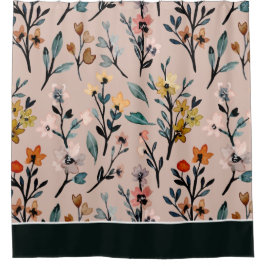 Cortina Para Box Dusty Rosa Boho Floral Watercolor