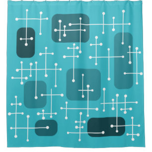 Cortina Para Box Eames Era Art Crosshairs Turquoise