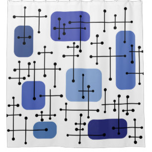 Cortina Para Box Eames Era Art Crosshairs White Blue