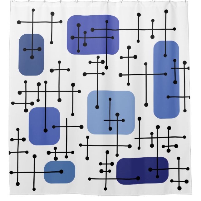 Cortina Para Box Eames Era Art Crosshairs White Blue (Frente)