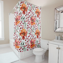 Cortina Para Box Earthy Colors, Fall Flowers Monogrammed