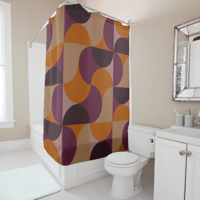 Cortina Para Box Eclipse de Vinho Queimado Moderno do Século médio (In Situ)