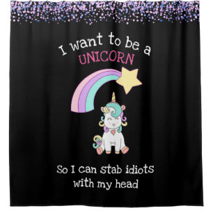 Cortina Para Box Edgy Unicorn com Rainbow e Confetti Funny