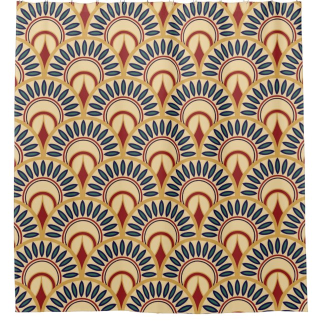Cortina Para Box Egyptian Motif Fish Scales Seamless Pattern (Frente)