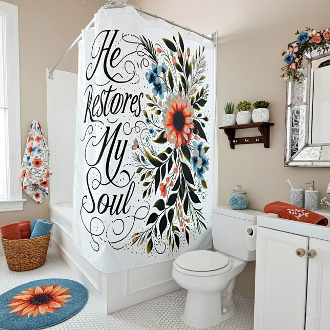 Cortina Para Box Ele restaura minha alma floral (Criador carregado)