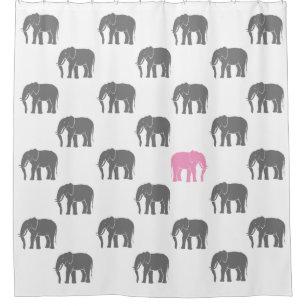 Cortina Para Box Elefante cor-de-rosa emblemático entre o cinza un