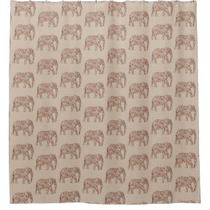 Cortina Para Box Elefante de espiral frontal, marrom e taupe
