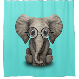 Cortina Para Box Elefante Nerdy do bebê que veste vidros