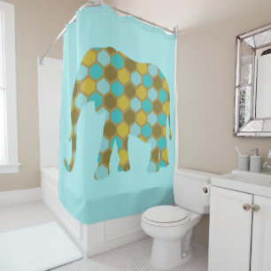 Cortina Para Box Elefante Verde Oliva Azul Céu
