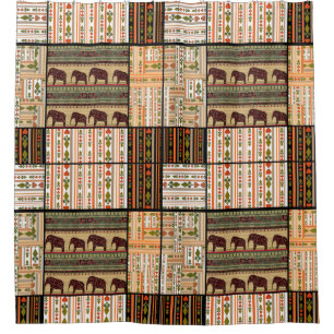 Cortina Para Box Elefantes Africanos de Patches: Textura Ornamental