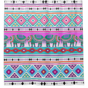 Cortina Para Box Elefantes com Padrão Aztec