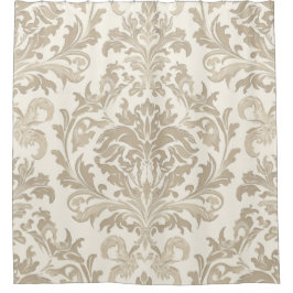 Cortina Para Box Elegância de Marfim Barroco Damasko Clássico Antig
