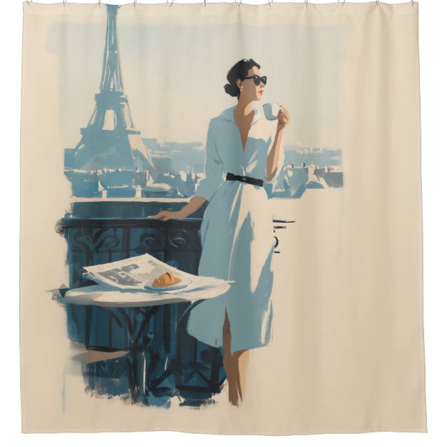 Cortina Para Box Elegância do Café da Manhã em Paris (Frente)