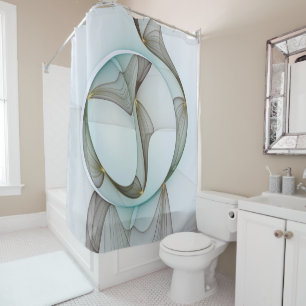 Cortina Para Box Elegância Dourada abstrato Moderna Turquesa Brown