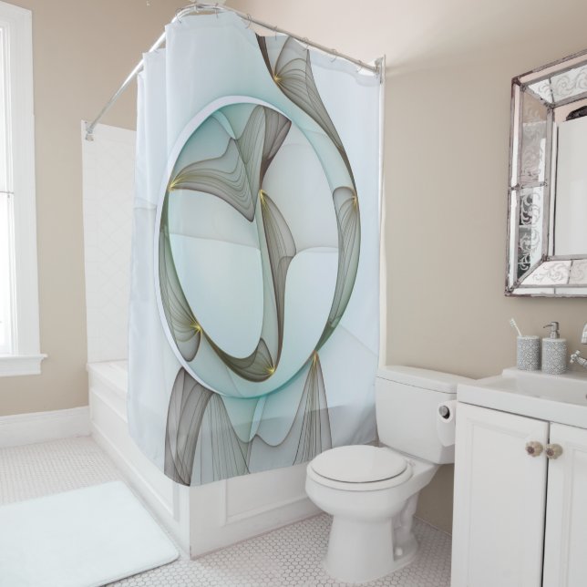 Cortina Para Box Elegância Dourada abstrato Moderna Turquesa Brown (In Situ)