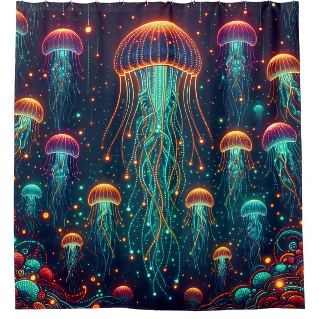 Cortina Para Box Elegância Elétrica: Radiância Aquática (Frente)