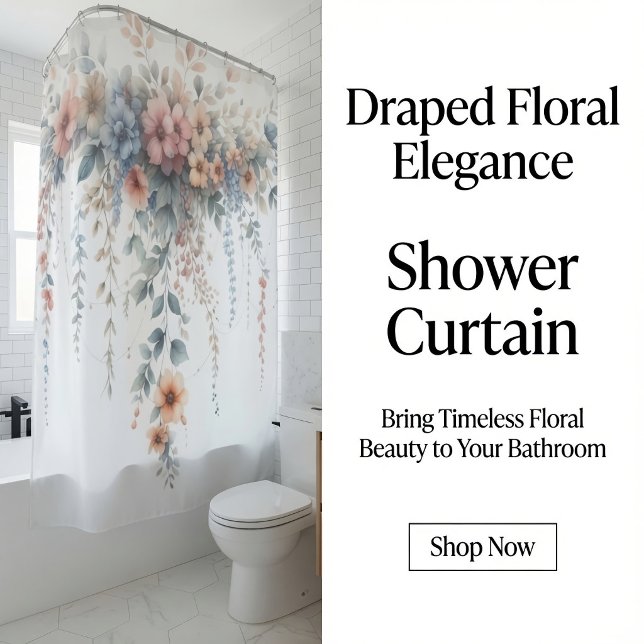 Cortina Para Box Elegância Floral Drapada (Criador carregado)