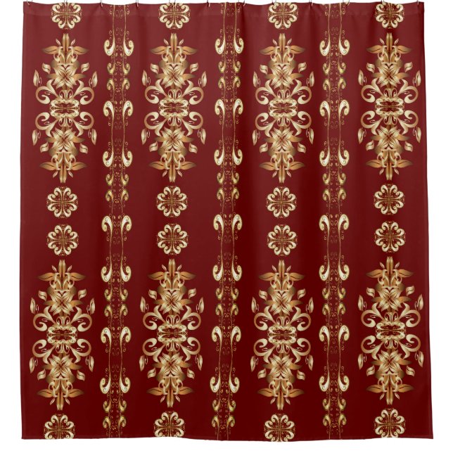 Cortina Para Box Elegância ouro: Padrão Oriental Clássico. (Frente)