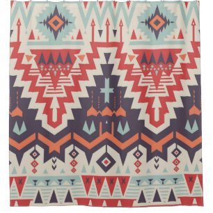 Cortina Para Box Elegância Tribal: Impressão de Étnica Geométrica