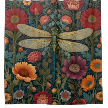 Elegant art nouveau Autumn floral Dragonfly