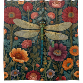 Cortina Para Box Elegant art nouveau Autumn floral Dragonfly