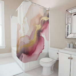 Cortina Para Box Elegant Burgundy and Gold Watercolor Art