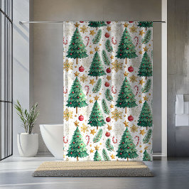 Cortina Para Box Elegant Christmas Trees Minimalist Shower Curtain