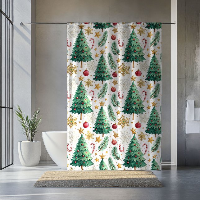 Cortina Para Box Elegant Christmas Trees Minimalist Shower Curtain (Elegant Christmas Trees Minimalist Shower Curtain)