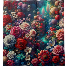 Cortina Para Box "Elegant Garden Stream - Arte Floral Vibrante"