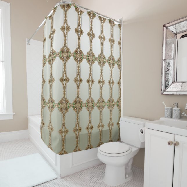 Cortina Para Box Elegant Gold Ornate Shower Curtain (In Situ)