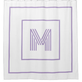 Cortina Para Box Elegant Modern Personalized Monogram white purple