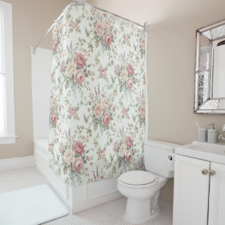 Cortina Para Box Elegant Pastel Roses Shabby Chic