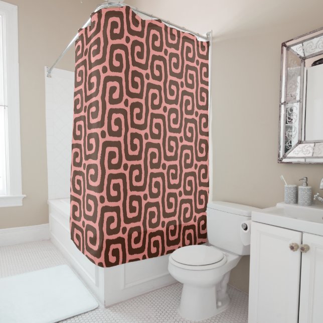 Cortina Para Box Elegant pink &brown Abstract pattern (In Situ)