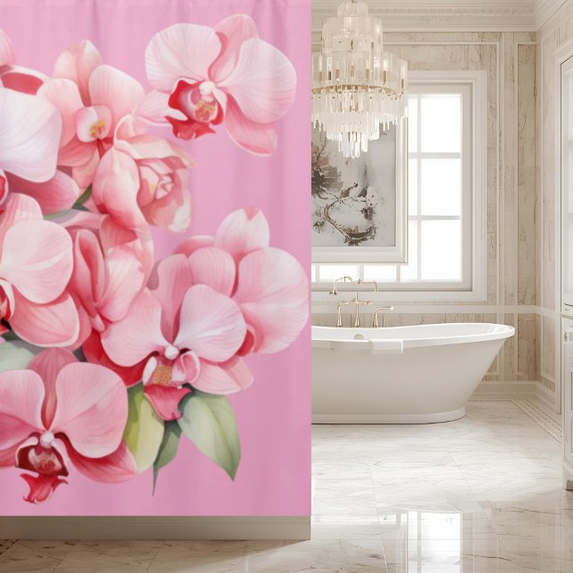 Cortina Para Box Elegant Pink Orchids Shower Curtain (Criador carregado)
